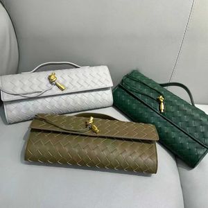 Weven Banket Tas Koeienhuid andiamo clutch Handtas Geavanceerde Horizontale Handtas Enkele Schouder Crossbody Tas 240215