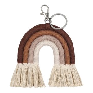 Tissage arc-en-ciel porte-clés pour femmes gland macramé porte-clés porte-clés bijoux A69F289M