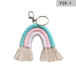 Tissage arc-en-ciel porte-clés pour femmes gland macramé porte-clés porte-clés bijoux 296U