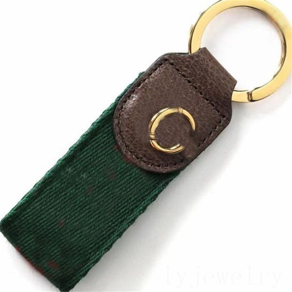 Sangle designer porte-clés unisexe lettre luxe porte-clés boucle en métal vert sac décoratif portable populaire mode voiture porte-clés cuir marron PJ055 C23