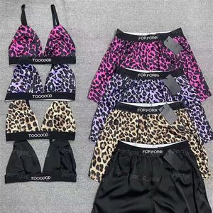 Sangle lettres femmes Camisole Sexy léopard soutien-gorge Shorts à la mode vacances d'été plage soutiens-gorge Shorts184L