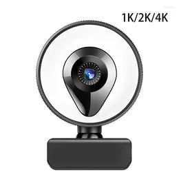 Webcam met microfoon en ringlicht Plug Play-webcamera Autofocus USB voor pc-desktoplaptop