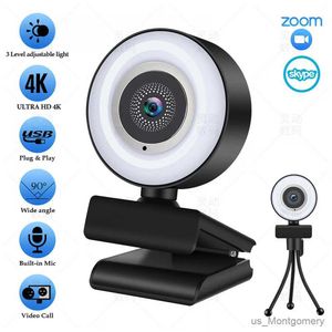 Webcams 1080p 2K 4K Webcam Full HD Web Camera voor pc -computer Laptop USB Web Cam met microfoon- en ringlichtweb Camara Webcamera