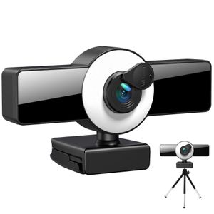 Webcams 1080P 2K 4K Webcam met licht Schoonheid Groothoek Laptop Webcamera PC-camera met microfoon voor video-opname