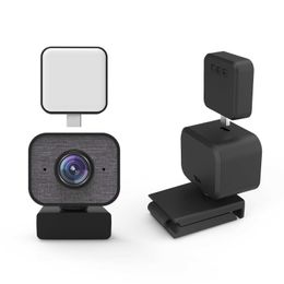 Webcams 1080P 2K FullHD Webcam Webcamera Verstelbaar licht Autofocus Microfoon Computercamera-stekker voor video