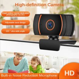 Webcams 1080p Webcam -camera met ingebouwde microfoon en flexibele roteerbare clip voor laptops Desktop -onderwijs en -vergadering en gaming enz