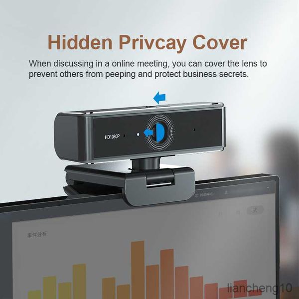 Webcams 1080P Webcam avec Microphone fisheye grand Angle pour ordinateur portable de bureau prise de caméra Web Compatible Skype R230728