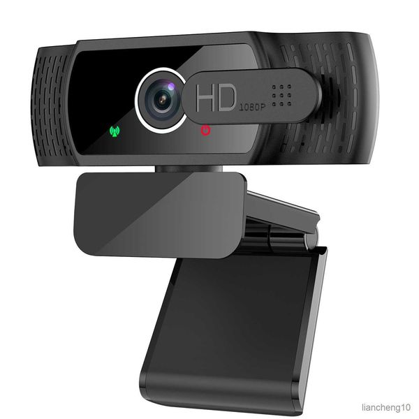 Webcams 1080P Webcam con micrófono PC Desktop Web Camera giratoria para transmisión en vivo Video Work R230728