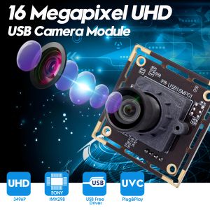 Webcams 16MP IMX298 Handmatig vaste focus USB -cameramodule Geen vervorming Lens 16 Megapixel 4656*3496 Webcam voor Windows Android Linux Mac