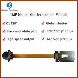Webcams 240FPS Global Shutter Camera Module 720P 1MP, OV9281 USB Webcam Monochrome, High Frame Ratect Action Capture Windows Raspberry Pi