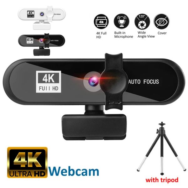 WebCams 2K 4K Webcam Sailvde Conferentie PC Webcam con Trípode de regalo Autococusidad USB Cámara web de la computadora portátil Mini cámara 1080p con micrófono