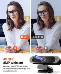 Webcams 4k 8.0MP webcam Camera web complète avec microphone pour web ordinateur webcam 8m Pixel Reeping Living R230728