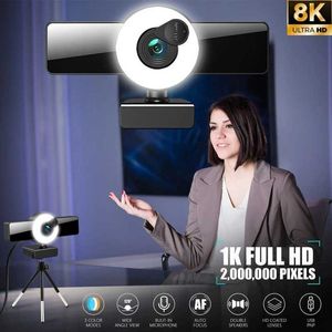 Webcams 4k 8k Camera réseau Autofocus Caméra réseau avec microphone LED USB Film Light Mini caméra utilisée pour la vidéoconférence Accessoires PC ordinateur J240518