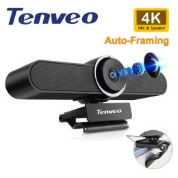 Webcams 4K Room de conférence webcam avec microphone et haut-parleur 8MP Camera vidéo informatique avec charme automatique AI grand angle pour le streaming