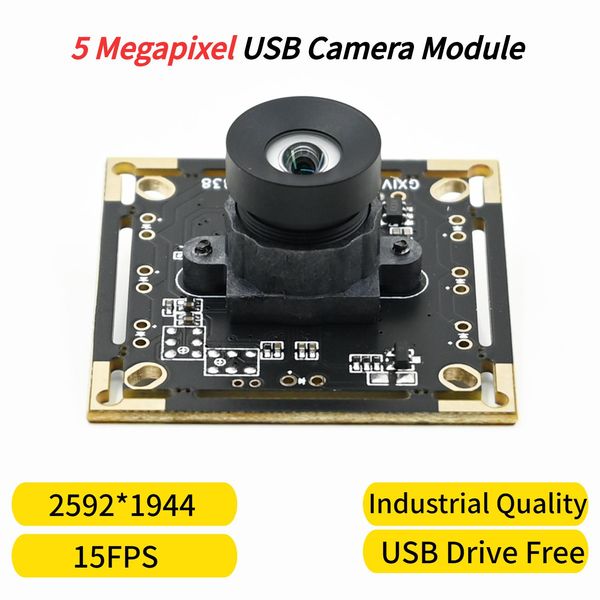 Webcams 5MP Camera Module 2592x1944 OV5640 Fisheye Lens USB webcam hd Wideangle Allinone Android UVC Fixe