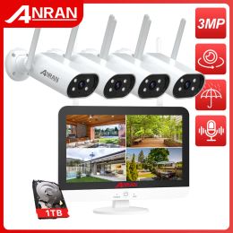 Webcams Anran Camera Surveillance Kit sans fil 8ch Audio 3MP WiFi Security Camera System 1TB 13inch Monitor NVR CCTV System