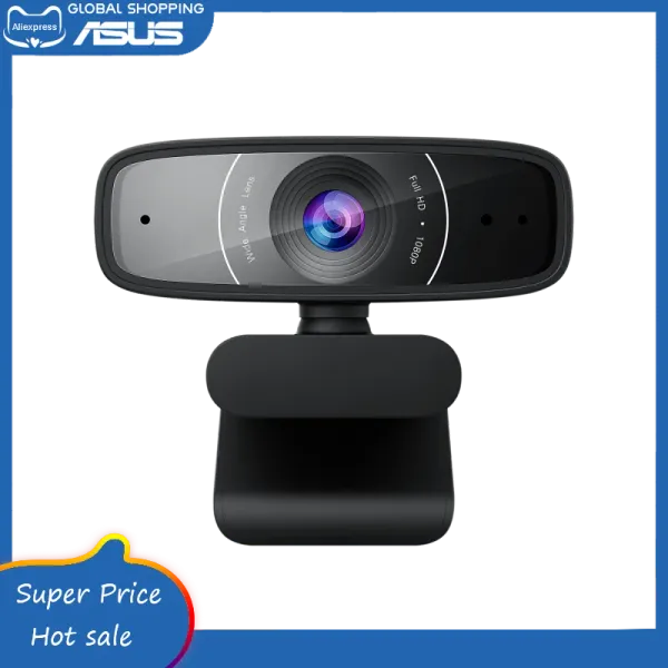 Webcams ASUS Webcam C3 1080p HD USB Camera |Microphone de forme de faisceau |TiltAdjustable |Rotation à 360 degrés |Champ de vision large