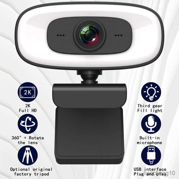 Webcams Degré Rotatif Portable Avec Microphone Réunion De Bureau Ordinateur Portable Webcam Caméra Grand Angle Enregistrement Vidéo R230728