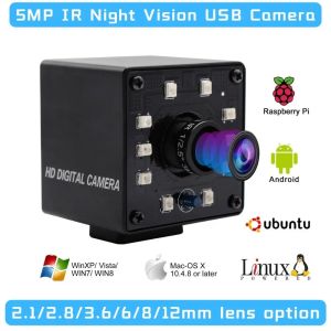 Webcams ELP USB 2.0 Camera HD 5MP OTG UVC Plug Play Mini Night Vision Ir Cut Infrared USB Webcam Camera voor Android Linux Windows