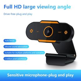 Webcams Full HD 1920x 1080p Webcam USB met MIC Mini Computer Camera, flexibel roteerbaar, voor laptops, desktopcamera online onderwijs