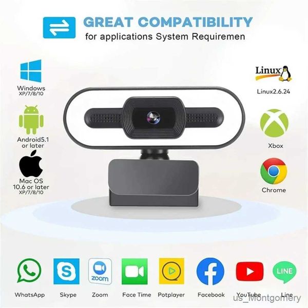 Cámaras web Full HD 4K 2K 1080P PC portátil webcam automática enfoque automático streaming webcam flexible para compuT