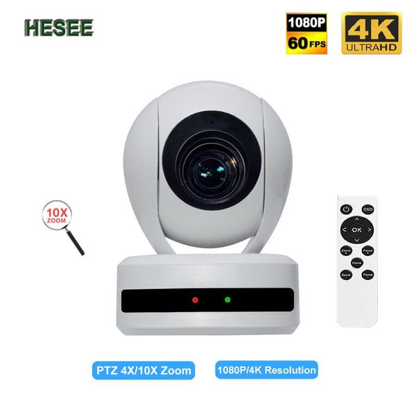 Webcams hesee webcam 1080p 60fps ptz streaming caméra 4k 4x 10x zoom pc usb école de télécommande église