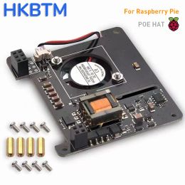 Webcams HKBTM Poe Hat pour Raspberry PI, IEEE802.3AF Standard conforme, sortie 5V 2.4A et ventilateur de refroidissement 25x25 mm pour Raspberry Pi 3B + / 4B