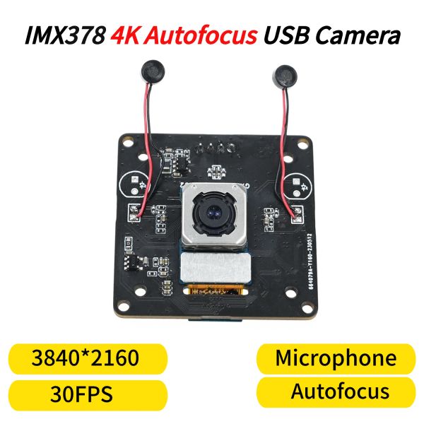 Webcams IMX378,4k Module de caméra USB automatique Autofocus avec microphone, 30fps 3840x2160, pour streaming webcam hd 8mp AF, plug and play