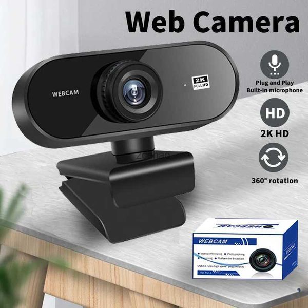 Webcams Nouveau 1080P Mini caméra USB Webcam 2K Full HD Webcam avec Microphone Autofocus caméra Web pour ordinateur portable en ligne CameraL240105
