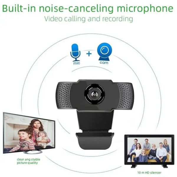 Webcams Nouveau appareil photo HD webcam 1080p avec microphone HD intégré 1920 x 1080p USB Video cam pour ordinateur PC ordinateur portable Conférence