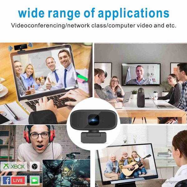 Webcams New HD 1080p webcam 720p Portable Mini Web Gamer Camerie pour ordinateur portable PC ordinateur portable USB Microphone Conference Travail Web