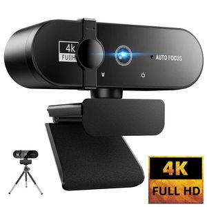 Webcams Nieuwe mini -webcam voor pc -webcam met USB Microfoon Autofocus 4K 2K 1080P Full HD -streamingcamera J240518