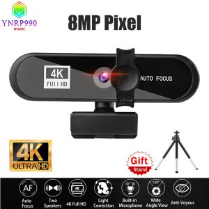 Webcams Nieuwe Ultra HD 4K -webcam met microfoonstandaard voor laptop Desktopvideo -oproepen YouTube Recording USB Full HD 1080p 2K Web Camera