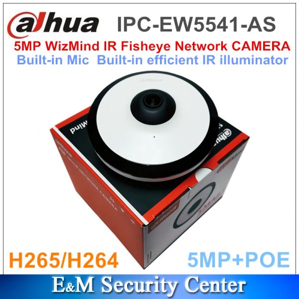 Webcams original dahua ipcew5541as 5MP wizmind ir illuminance illuminance micro micro mini-fisheye réseau de surveillance poe caméra