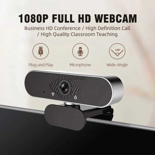 Webcams Q20 1080P Full HD Webcam USB Plug Cámara web con ángulo de visión amplio de 120 grados con micrófono incorporado para PC Mac Laptop DesktopL240105