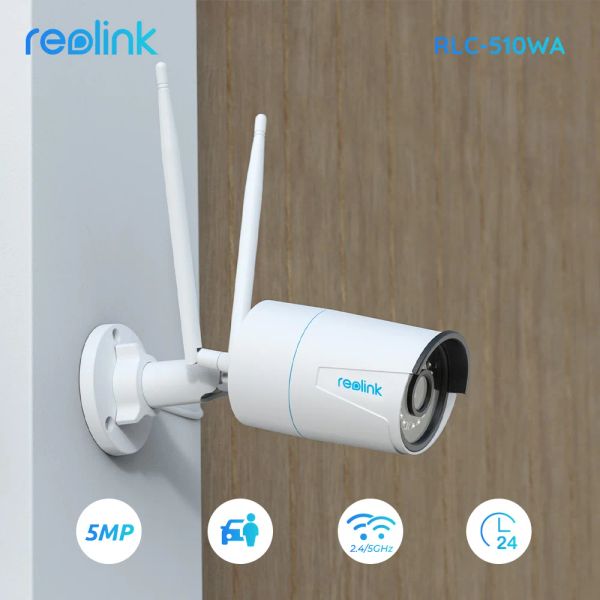 Webcams Reolink RLC510WA CAME DE SÉCURITÉ 5MP 2,4G / 5GHz Vision nocturne WiFi IP66 APPAREE DE DÉCROTEMENT HUMAN / CAR