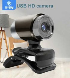 Webcams RYRA USB Webcam CMOS 300k HD Web Cam ordinateur portable PC 360 degrés rotatif clipsable lentille en verre Microphone caméra pour ordinateur portable PCL240105