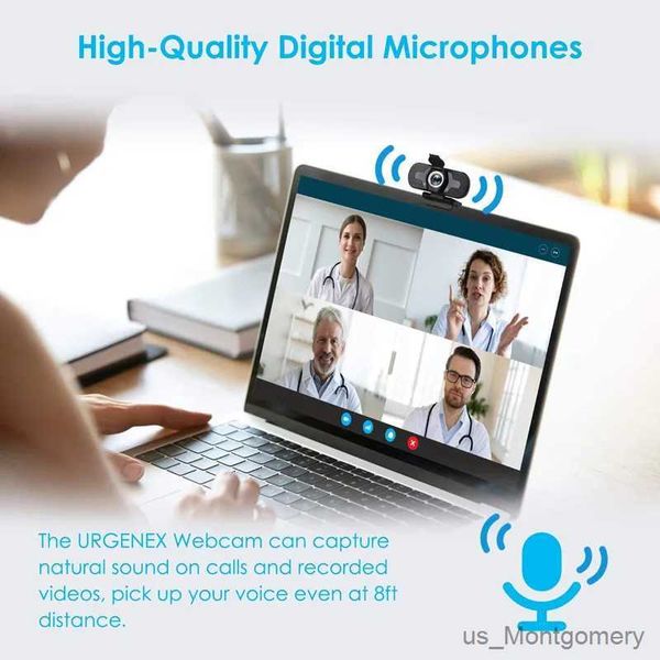 Cámaras web Smart Home Mini Webcam con soporte de micrófono estéreo integrado de 110 1080p HD HD ANGULO PARA LENTE PARA LENTE AUTOFOCUS AUTOFOCUS
