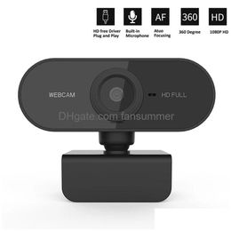 Webcams Webcam 1080p FL HD CAM Web Camera met microfoon USB-plug web-cam voor pc-computer Laptop Desktop YouTube Skype Mini Camera's D DHGYU