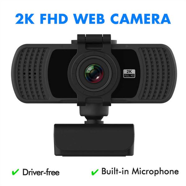 Webcams Webcam 2K Webcam complète avec microphone Web bidirectionnel pour ordinateur PC travail de réunion de diffusion en direct