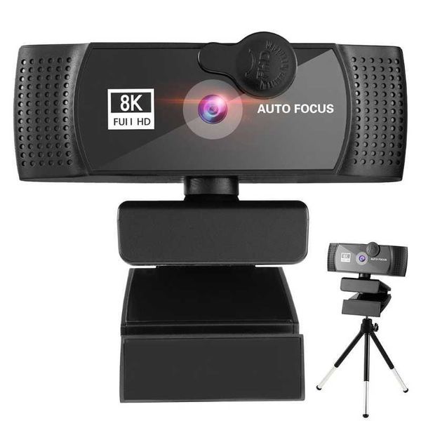 Webcams Webcam 4K 1080P Cámara web completa con micrófono Trípode Plug Web para PC Computadora portátil