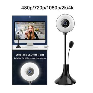 Webcams Webcam 4K Full HD Réglage USB Caméra Web multidirectionnelle pour la diffusion Web Skype Streaming LiveL240105