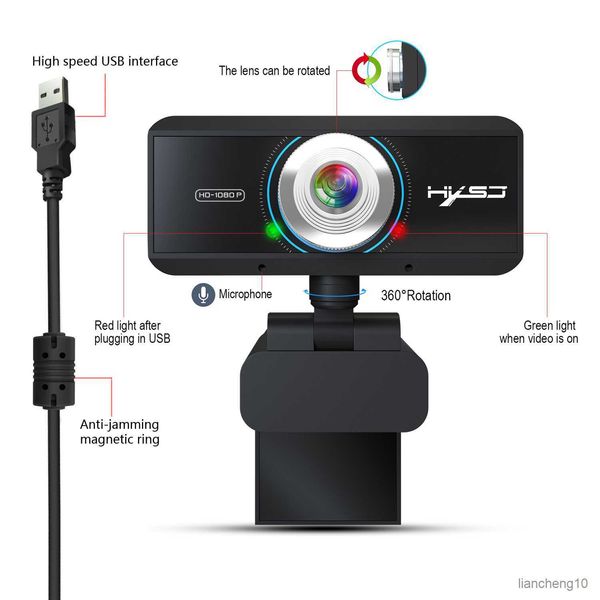 Webcams Webcam Microphone Port Réglage de la mise au point manuelle Degré de tête pivotant pour ordinateur portable Android TV Vidéoconférence R230728