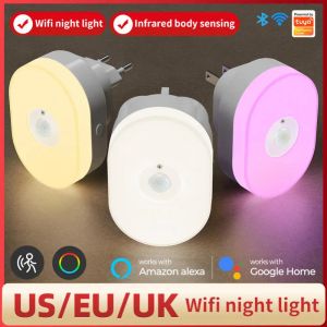 Webcams wifi tuya led led nocturno light pir sensor luz eu us uk lámpara de pared lámpara de pared tibia