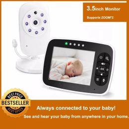 Webcams Moniteur de bébé sans fil, écran LCD de 3,5 pouces Affichage de l'écran Night Vision Camera, audio bidirectionnel, capteur de température, mode Eco, berceuses