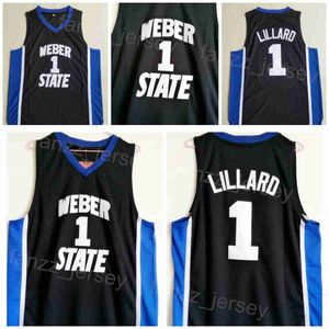 Weber State College Damian Lillard Jersey 0 Man Basketball University Shirt All Stitched Team Color Black Pour les fans de sport Respirant Pur coton cousu en vente NCAA