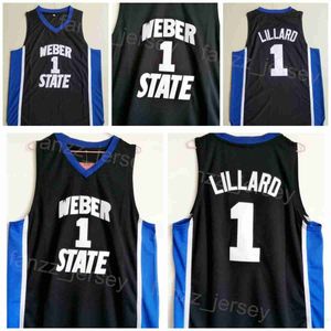 Weber State College Damian Lillard Jerseys 0 Men Basketball University Shirt All Centred Team Color Black for Sport Fans Breathable Pure Cotton cousu en vente NCAA