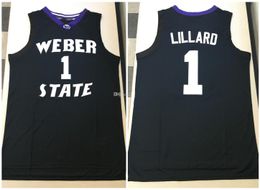 Weber State Wildcats College Damian Lillard # 1 Black Retro Basketball Jersey Men's Ed Custom de tous les maillots de nom