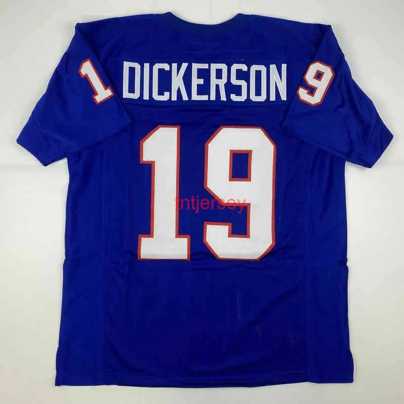 MIT 저렴한 커스텀 새로운 Eric Dickerson Smu Blue College 스티치 축구 유니폼 추가 이름 번호 추가