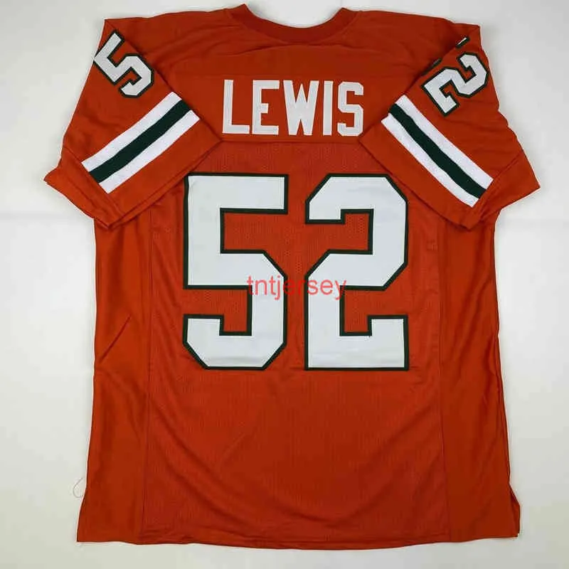 MIT 저렴한 맞춤형 새로운 Ray Lewis Miami Orange College 스티치 축구 유니폼 이름 번호 추가